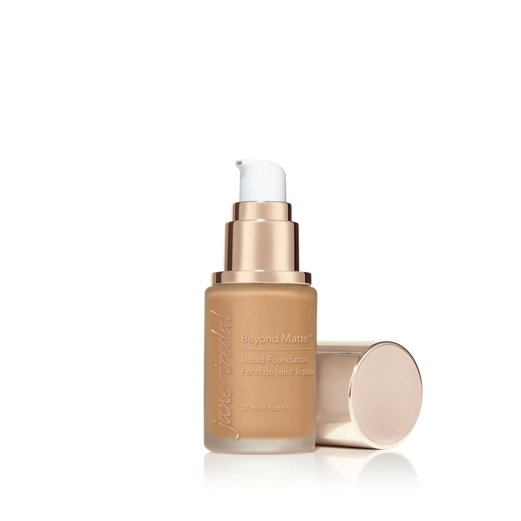 jane iredale Beyond Matte Liquid Foundation - M10 Medium to Dark with Gold/Brown/Peach Undertones. Open Pump Bottle