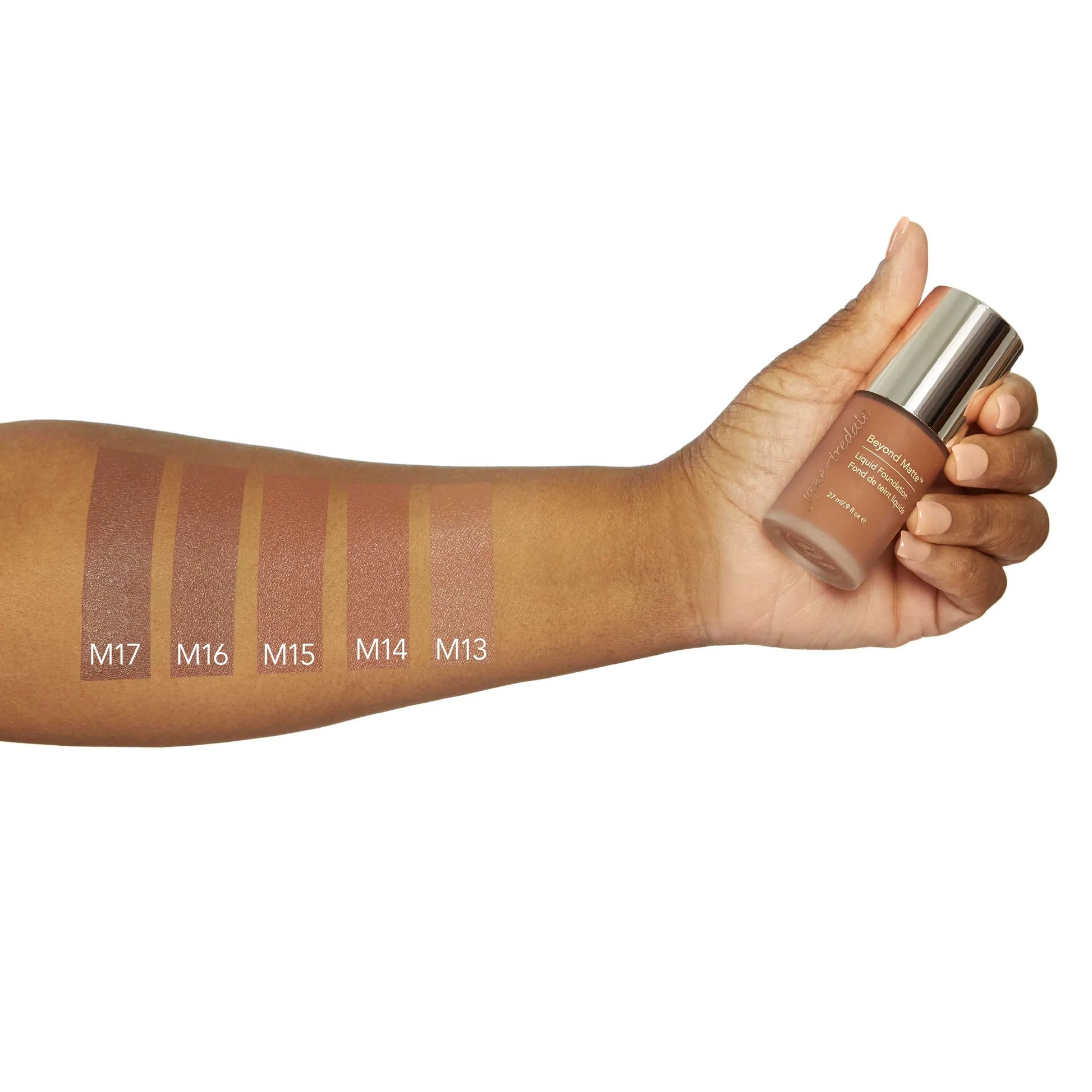 jane iredale Beyond Matte Liquid Foundation - 5 Arm Swatches M13, M14, M15, M16, M17
