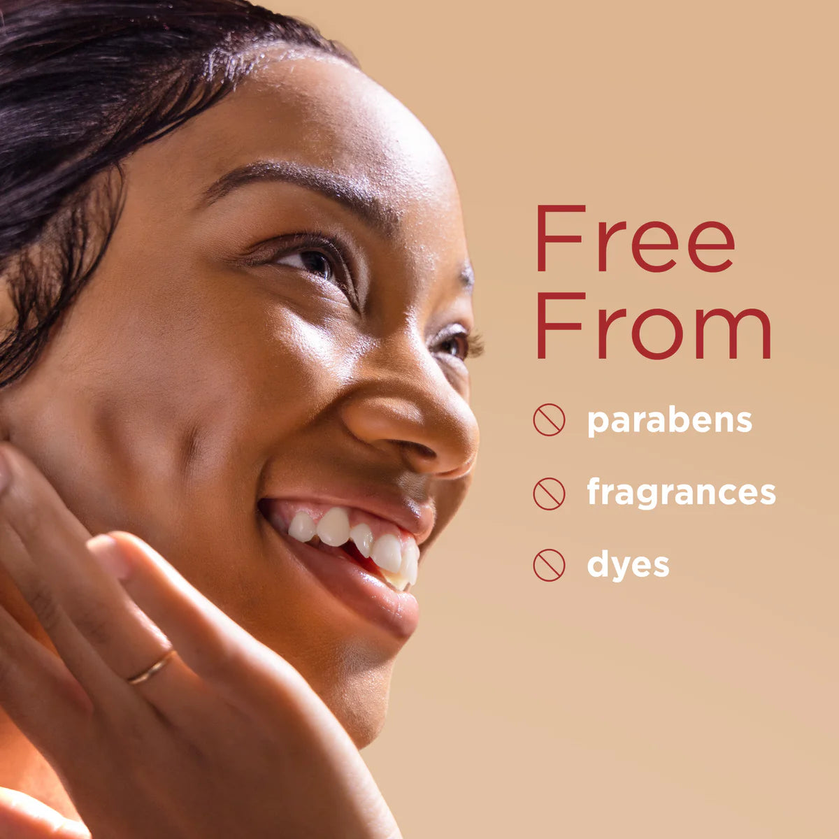 paraben, fragrance, and dye free