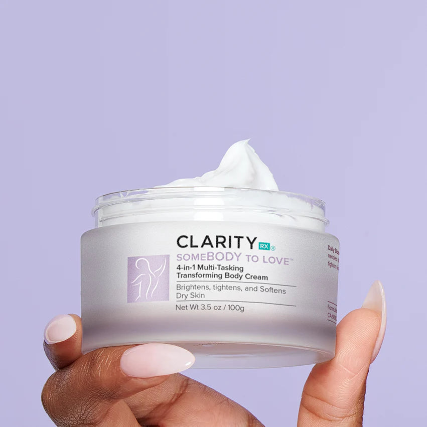 Clarityrx somebody to love open jar with cream swatch