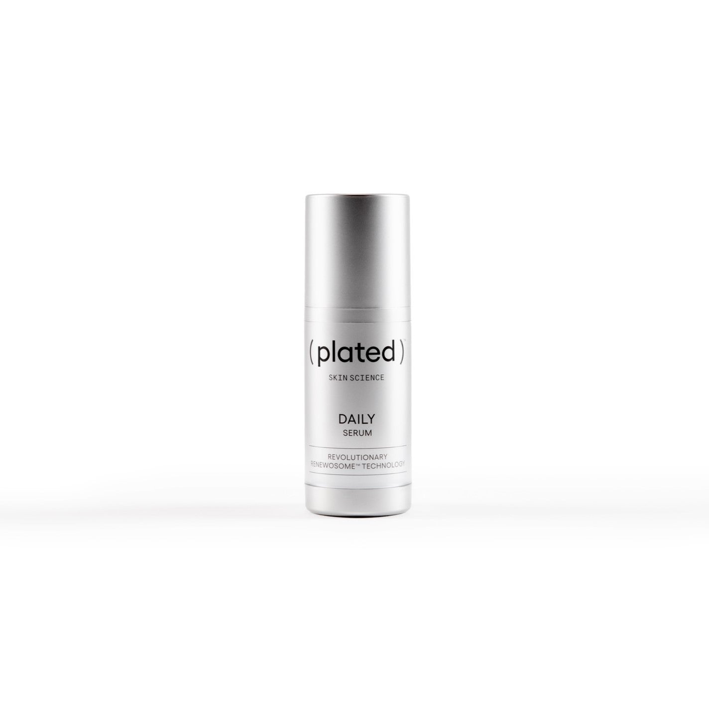 A bottle of Plated Daily serum against a white background