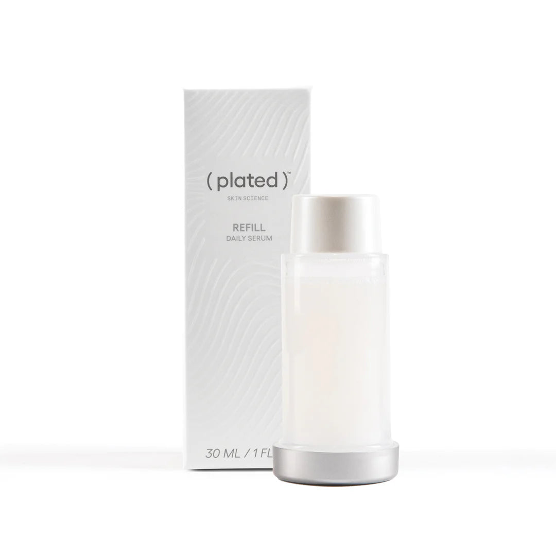 Plated Daily Serum refill and box against white background 