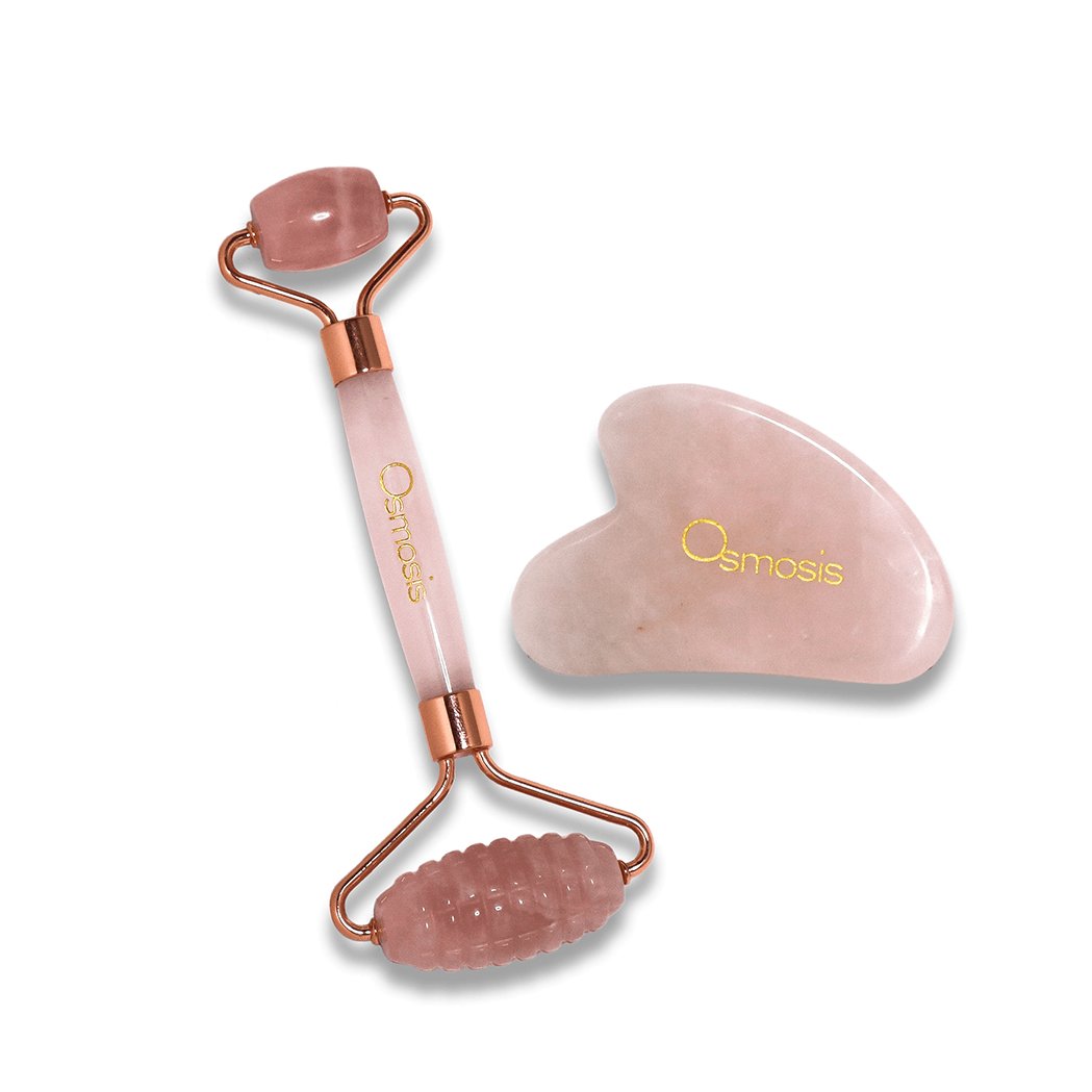 Osmosis Rose Quartz Facial Roller + Gua Sha Set - Harben House - Osmosis