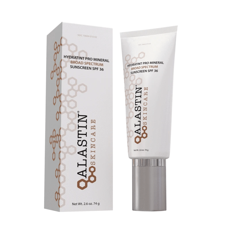 Alastin Skincare HydraTint Pro Mineral Broad Spectrum Sunscreen SPF 36 tube and box