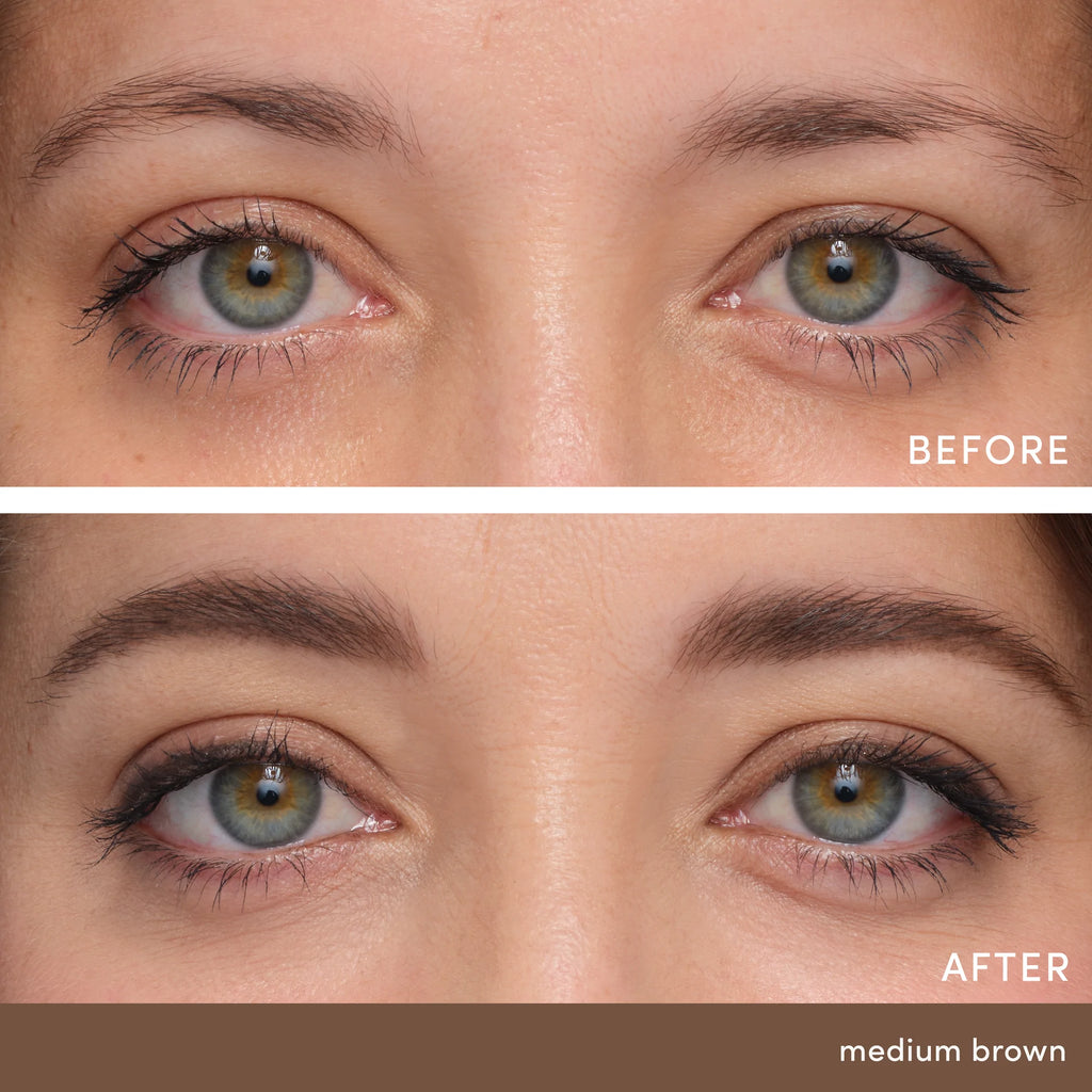 Jane Iredale PureBrow Brow Gel - Medium Brown Before and After