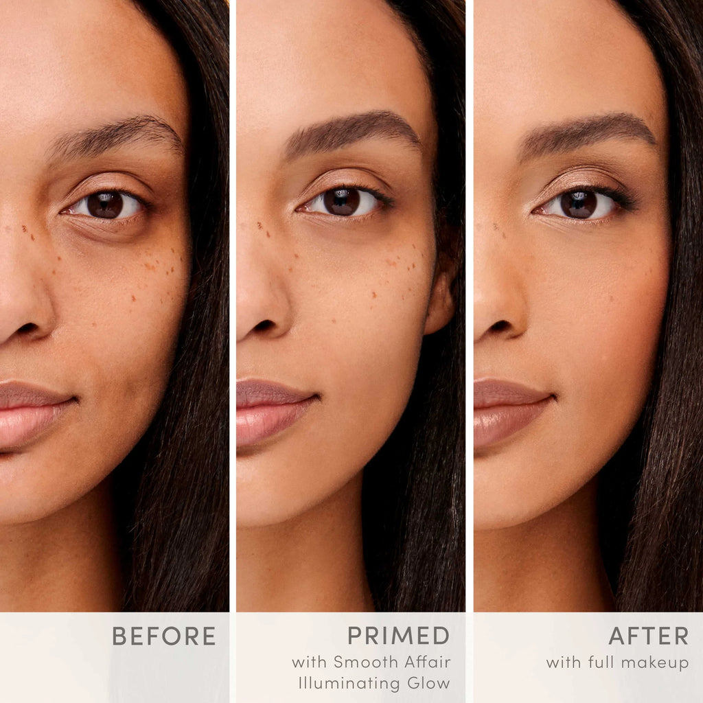 jane iredale Smooth Affair Illuminating Glow Face Primer Before and After. 