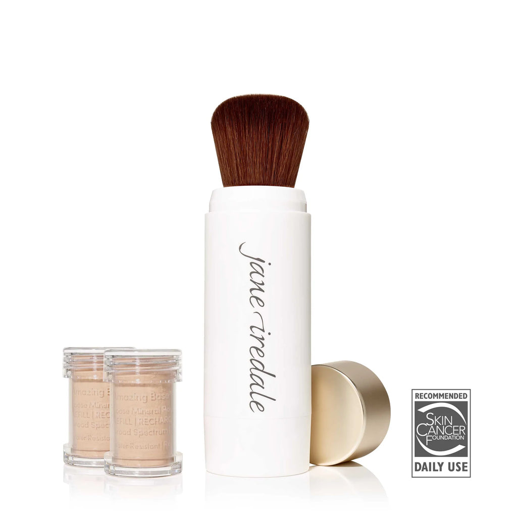 Jane Iredale Amazing Base Loose Mineral Powder Refillable Brush - Natural - Self Dispensing Makeup Brush