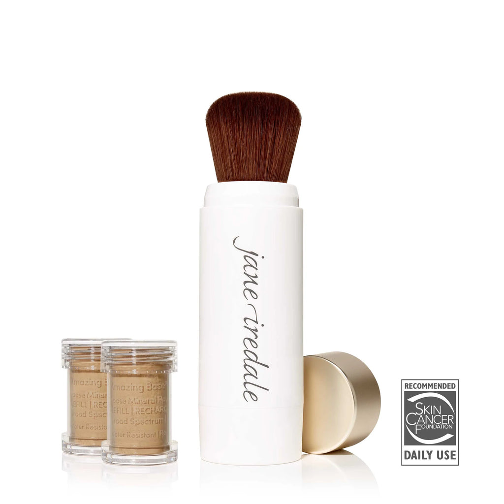 Jane Iredale Amazing Base Loose Mineral Powder Refillable Brush - Riviera - Self Dispensing Makeup Brush