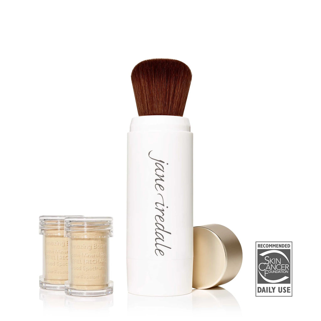 Jane Iredale Amazing Base Loose Mineral Powder Refillable Brush - Warm Silk - Self Dispensing Makeup Brush