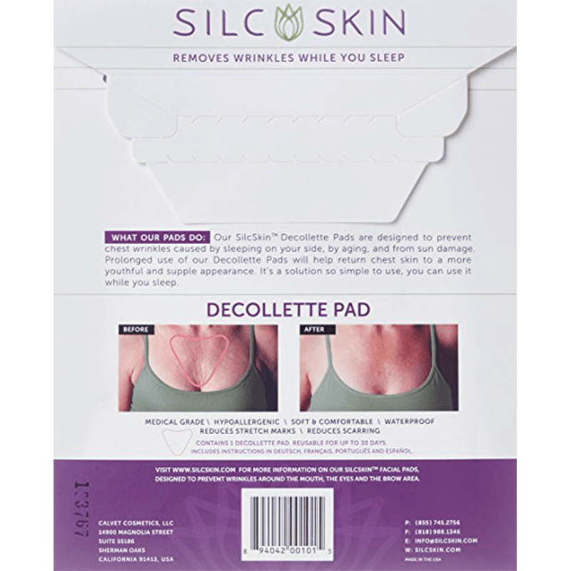 SilcSkin Removes Wrinkles While you Sleep - Back of Packaging
